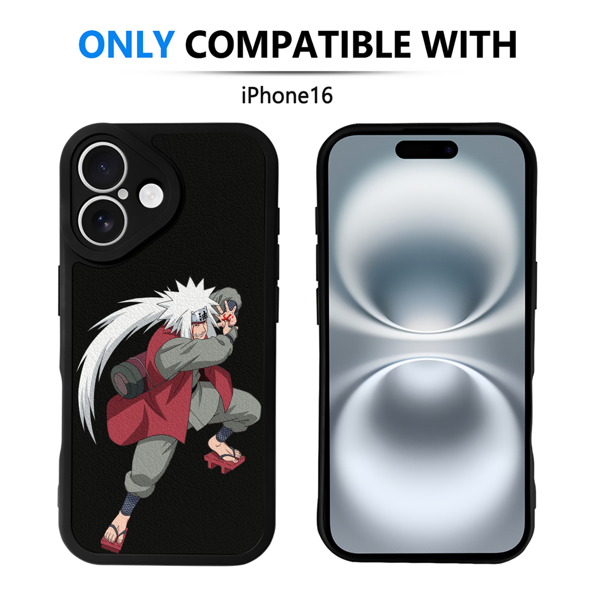 （画像用） NARUTO -ナルト- 自来也（じらいや） Jiraiya 【iPhone 16シリーズ対応】シリコンスマホケース（レザー調） 材質：シリコン
